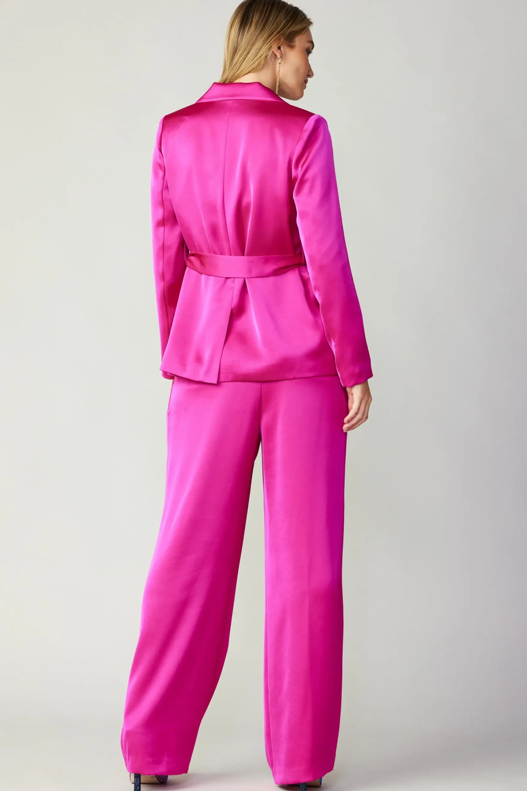 Current Air Silky Belted Blazer FUCHSIA New