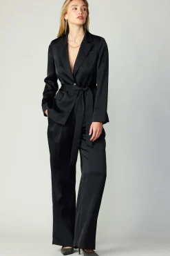 Current Air Silky Pintucked Trousers BLACK New