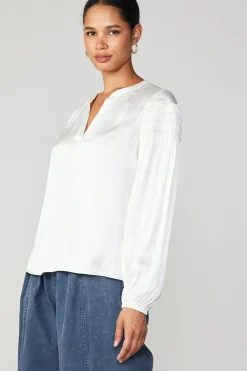 Current Air Smocked Sleeve Blouse ECRU Hot