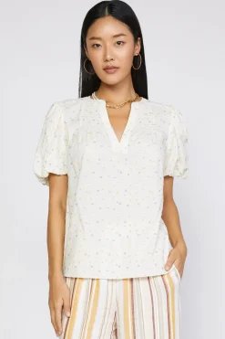 Current Air Smocked Sleeve Top IVORY Hot