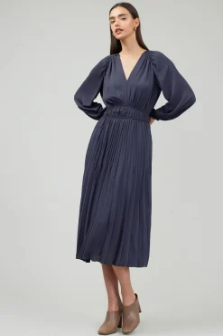 Current Air Smocked Vneck Midi Dress DARKSLATENAVY Outlet