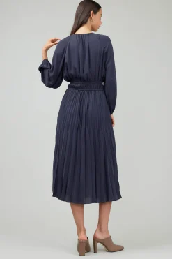 Current Air Smocked Vneck Midi Dress DARKSLATENAVY Outlet