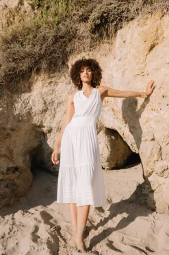 Current Air Smocked Waist Halter Midi Dress OFW Discount