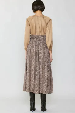 Current Air Snake Print Midi Skirt BROWN Outlet