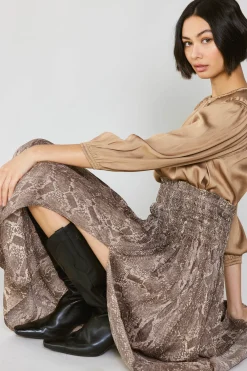 Current Air Snake Print Midi Skirt BROWN Outlet