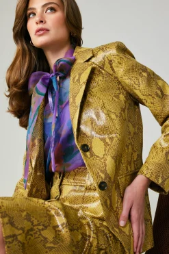 Current Air Snakeskin Welt Pocket Blazer SNAKESKINYELLOW Sale