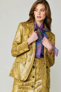 Current Air Snakeskin Welt Pocket Blazer SNAKESKINYELLOW Sale