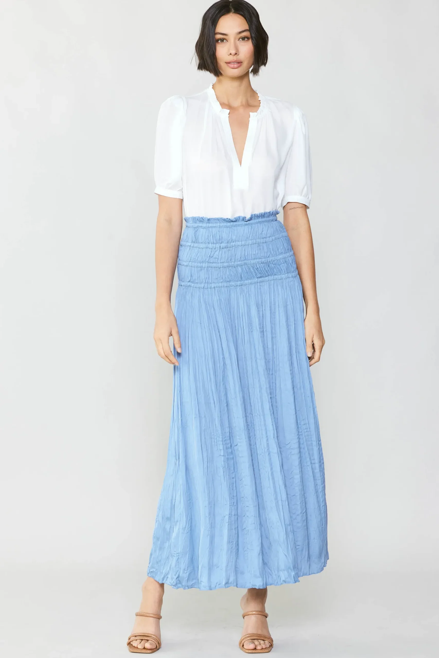 Current Air Soft Crinkle Maxi Skirt PERIWINKLEBLUE Hot