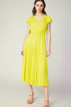 Current Air Sophia Flutter Sleeve Midi Dress PINEAPPLE Discount