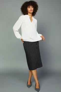 Current Air Split Neck Blouse ECRU Hot
