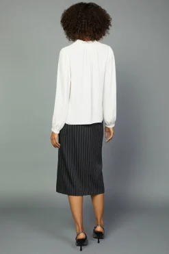 Current Air Split Neck Blouse ECRU Hot