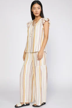 Current Air Striped Flutter Sleeve Top MULTISTRIPE Sale