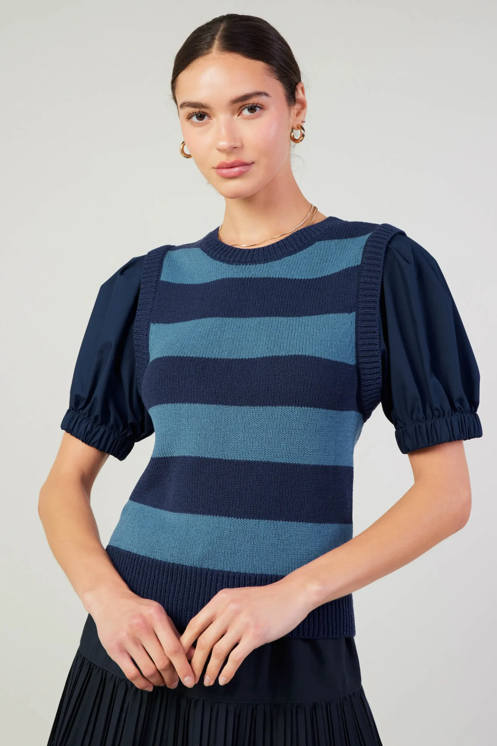 Current Air Striped Sweater Top NAVY Online