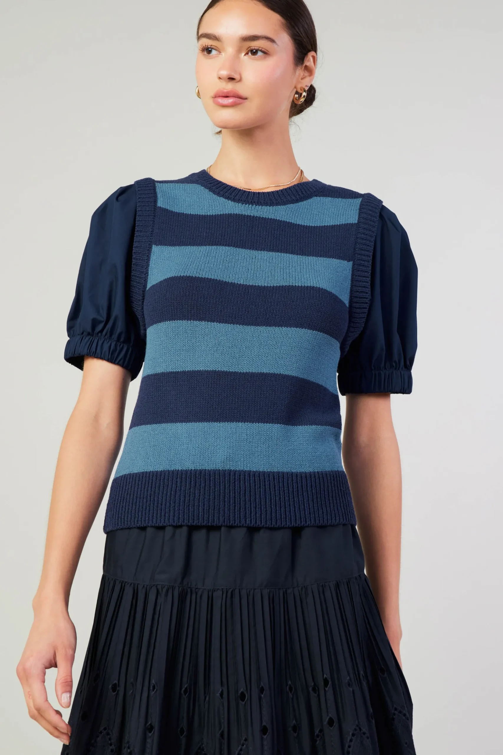 Current Air Striped Sweater Top NAVY Online