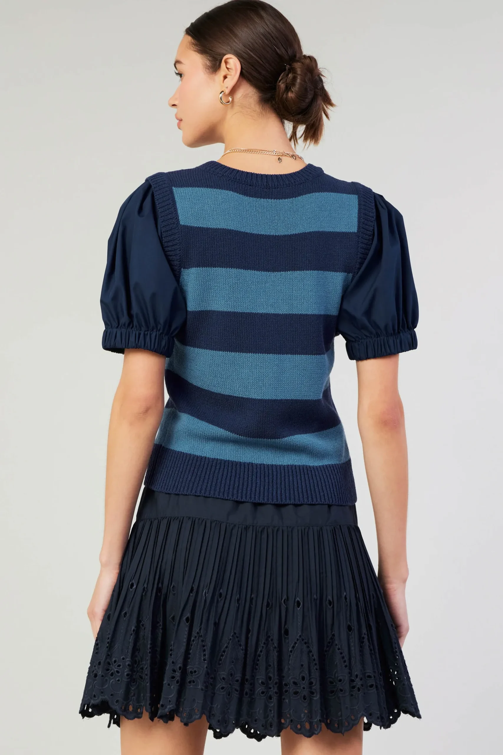 Current Air Striped Sweater Top NAVY Online