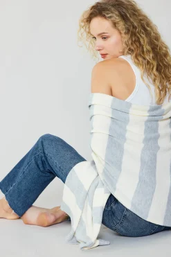 Current Air Striped Textured Throw Blanket IVORY Clearance