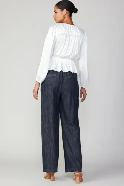 Current Air Surplice Peplum Blouse WHITE Sale