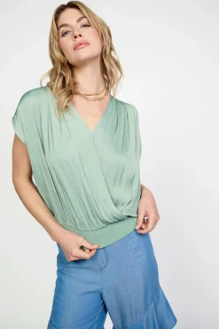 Current Air Surplice Sleeveless Blouse SAGE Outlet