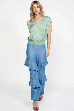 Current Air Surplice Sleeveless Blouse SAGE Outlet