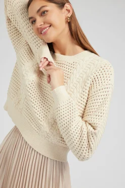 Current Air Sweater & Pleated Dress Set CHAMPAGNE Sale