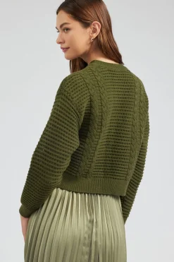 Current Air Sweater & Pleated Dress Set OLIVE Discount