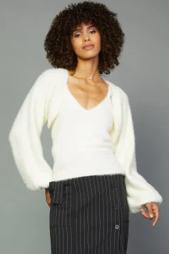 Current Air Sweater Shrug Cami Set CREAM Clearance