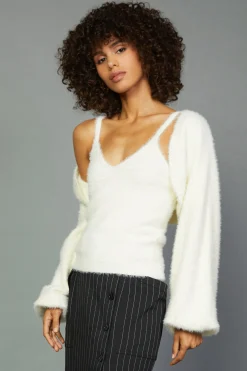 Current Air Sweater Shrug Cami Set CREAM Clearance