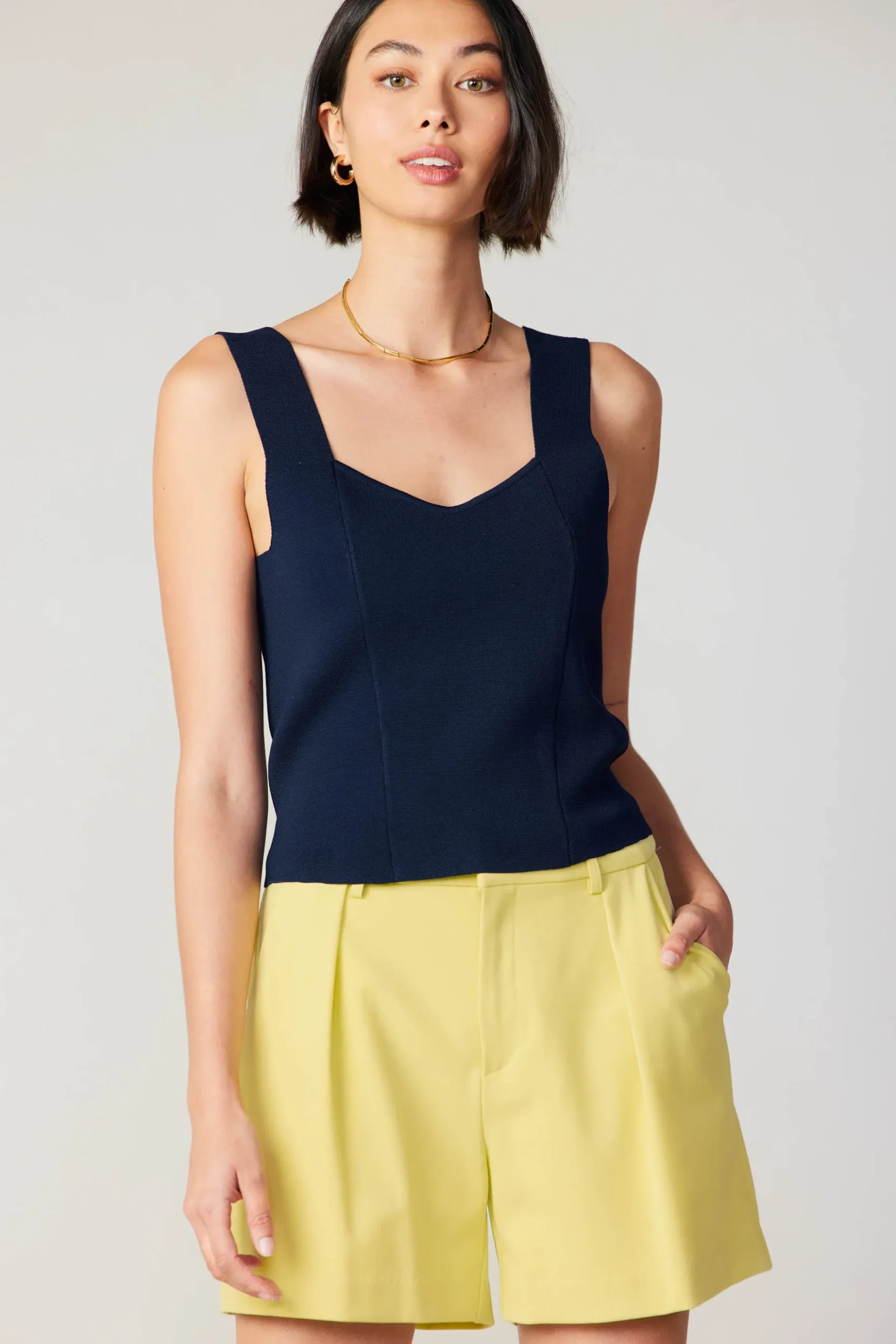 Current Air Sweetheart Knit Tank Top NAVY Fashion