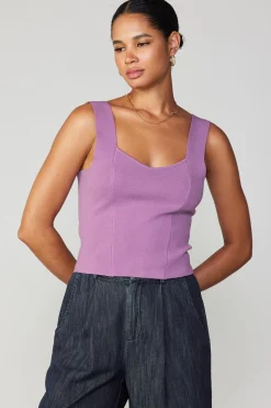 Current Air Sweetheart Knit Tank Top LILAC Hot