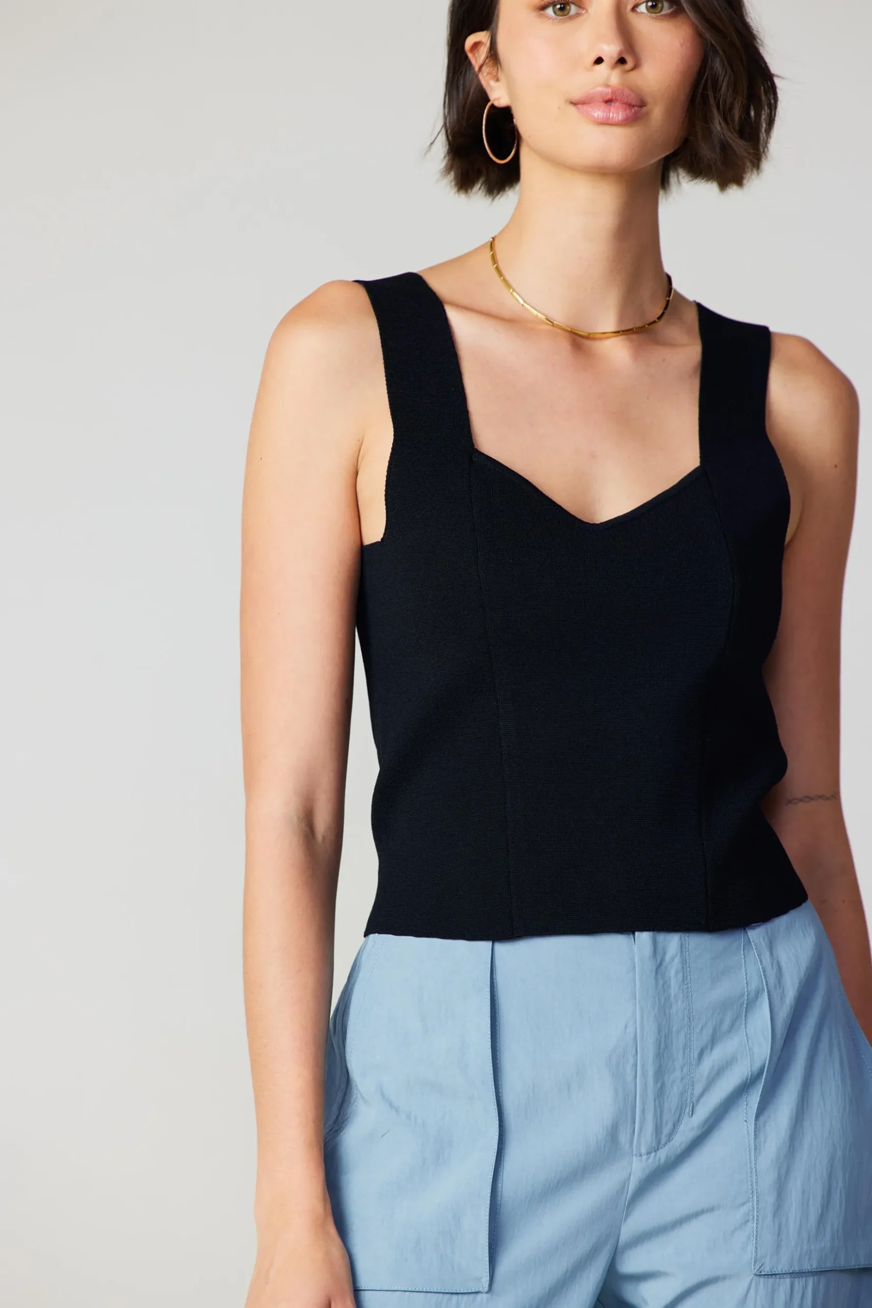 Current Air Sweetheart Knit Tank Top BLACK Best