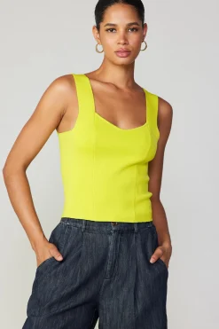 Current Air Sweetheart Knit Tank Top LEMON Clearance