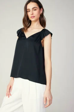 Current Air Sweetheart Neck Tank Top BLACK Discount