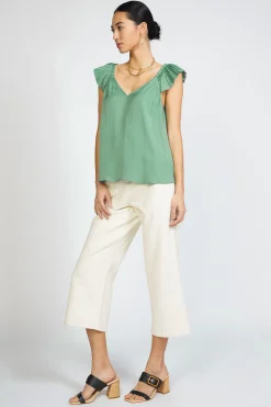 Current Air Sweetheart Ruffled Top SAGEGREEN Discount