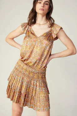 Current Air Sweetheart Smocked Mini Dress ORANGEMLT Online