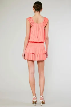 Current Air Sweetheart Smocked Mini Dress CORAL Best