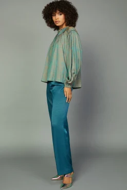 Current Air Swirl Motif Blouse TEAL-ORANGE Sale