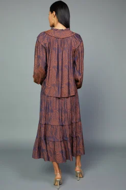 Current Air Swirl Motif Blouse PURPLE-ORANGE Best