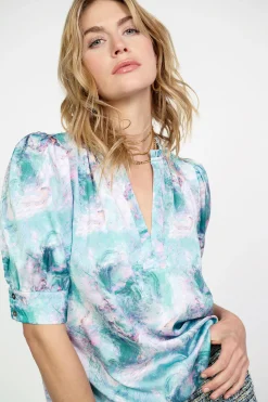 Current Air Swirl Motif Blouse OCEANMULTI Clearance
