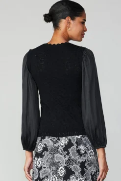 Current Air Textural Knit Sweater Top BLACK Sale