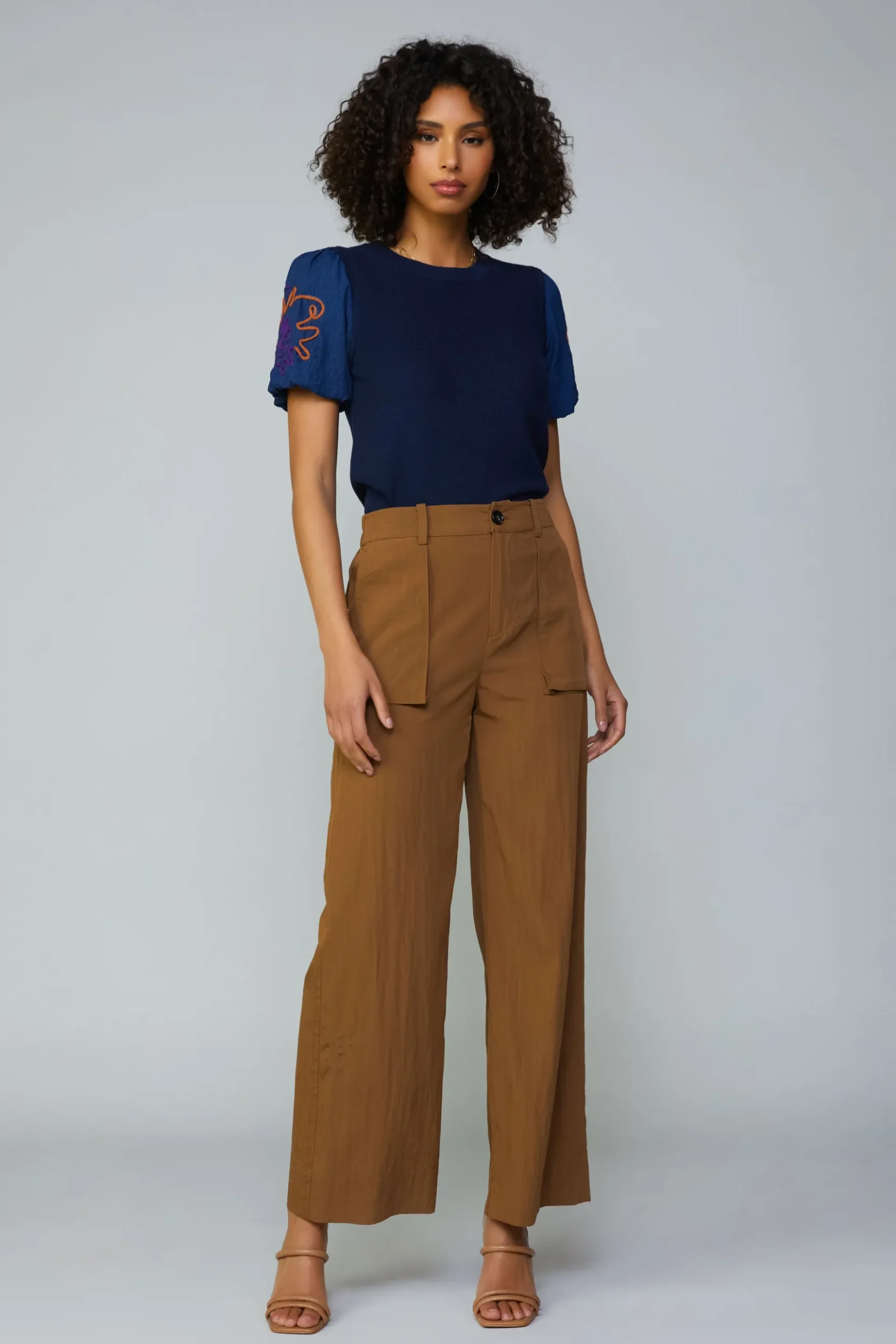 Current Air Texture Stitch Sweater Top NAVY Discount