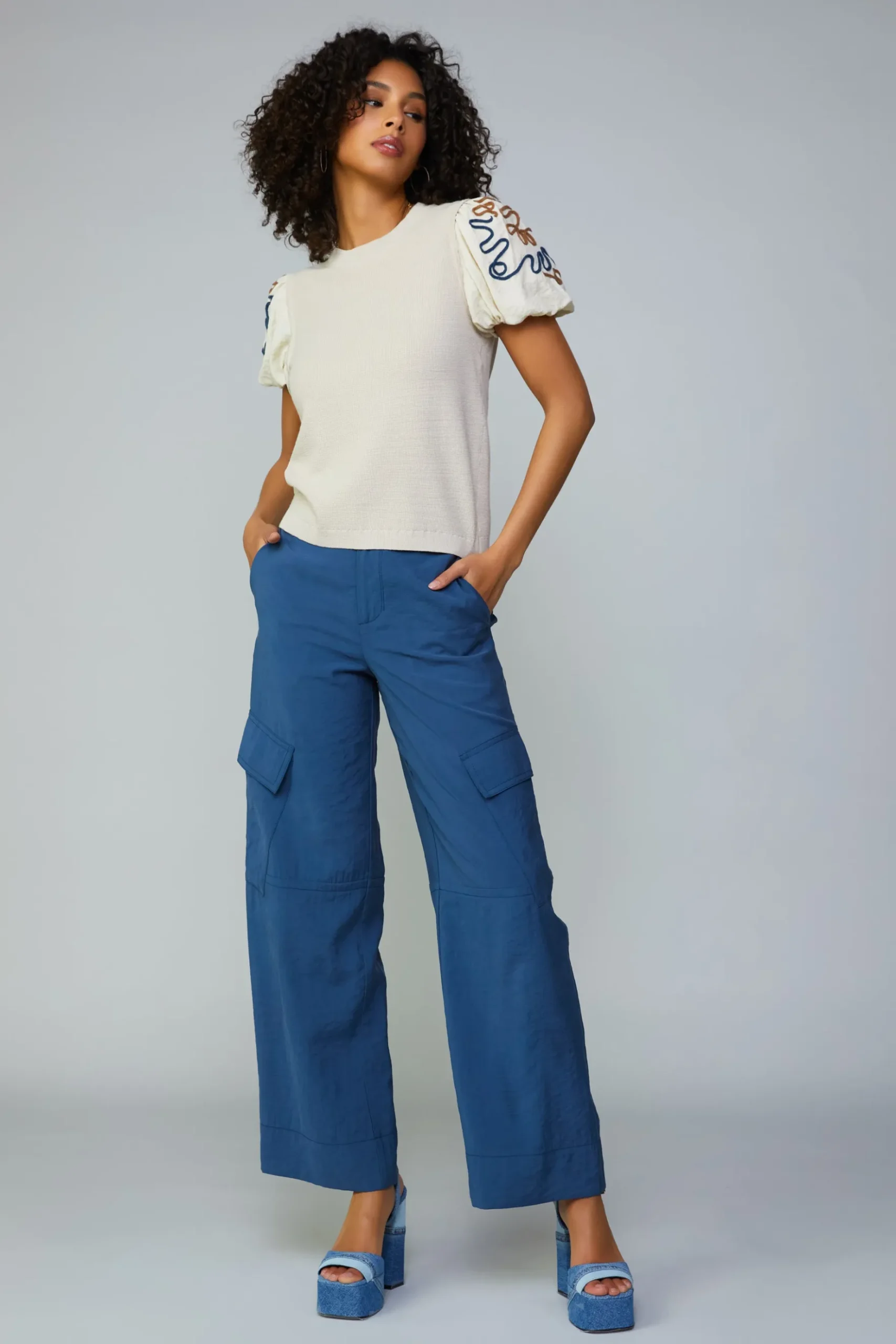 Current Air Texture Stitch Sweater Top NATURAL New
