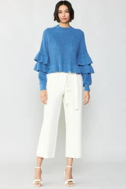 Current Air Tiered Sleeve Sweater BLUE Outlet