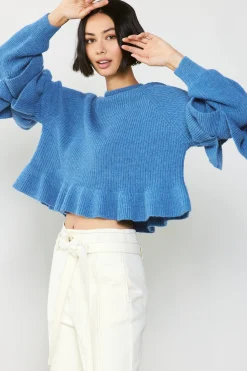 Current Air Tiered Sleeve Sweater BLUE Outlet