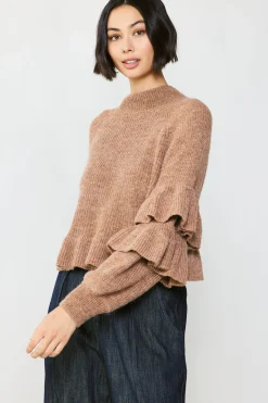 Current Air Tiered Sleeve Sweater LATTE New