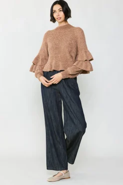 Current Air Tiered Sleeve Sweater LATTE New