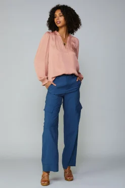 Current Air Top Stitch Placket Blouse DUSTYBLUSH Sale