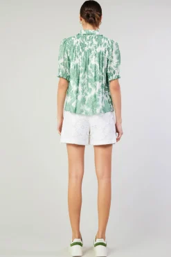 Current Air Tulip Jacquard Blouse GREENFLORAL Outlet