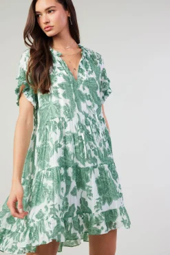 Current Air Tulip Jacquard Mini Dress GREENFLORAL Fashion