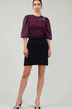 Current Air Tweed Mini Skirt BLACK Clearance