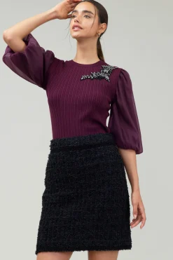 Current Air Tweed Mini Skirt BLACK Clearance